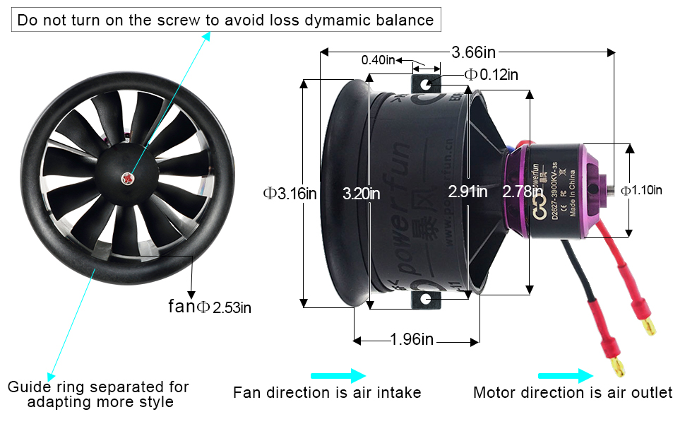64mm EDF,Powerfun EDF,64mm 11 blades ducted fan,fan,brushless motor 3900KV 3S,RC brushless motor 