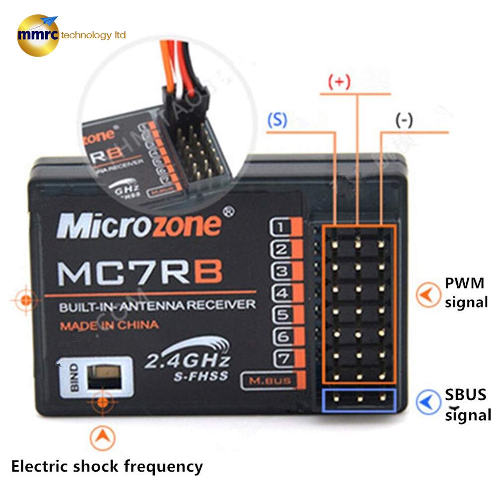MicroZone MC7RB Receiver 6CH MC6C 2.4G 800M Controller Transmitter RC ...